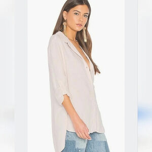 Sam&Lavi pale yellow fern sheer button down shirt. Size Large NWT